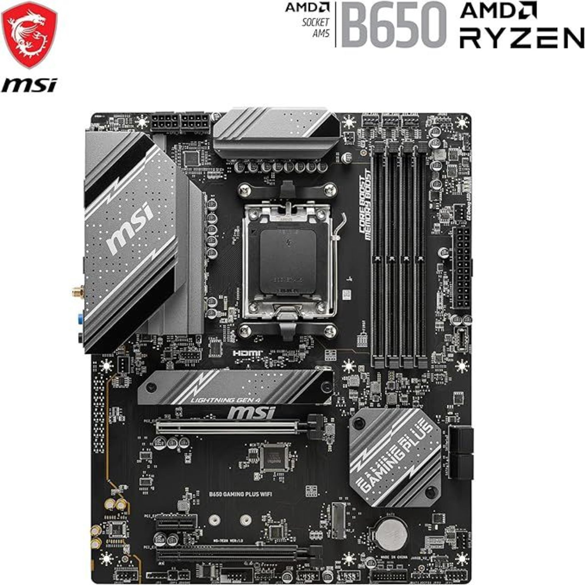 MSI B650 GAMING PLUS WIFI Motherboard, ATX - P2. Supports AMD Ryzen 7000 Series Processors, AM5 -