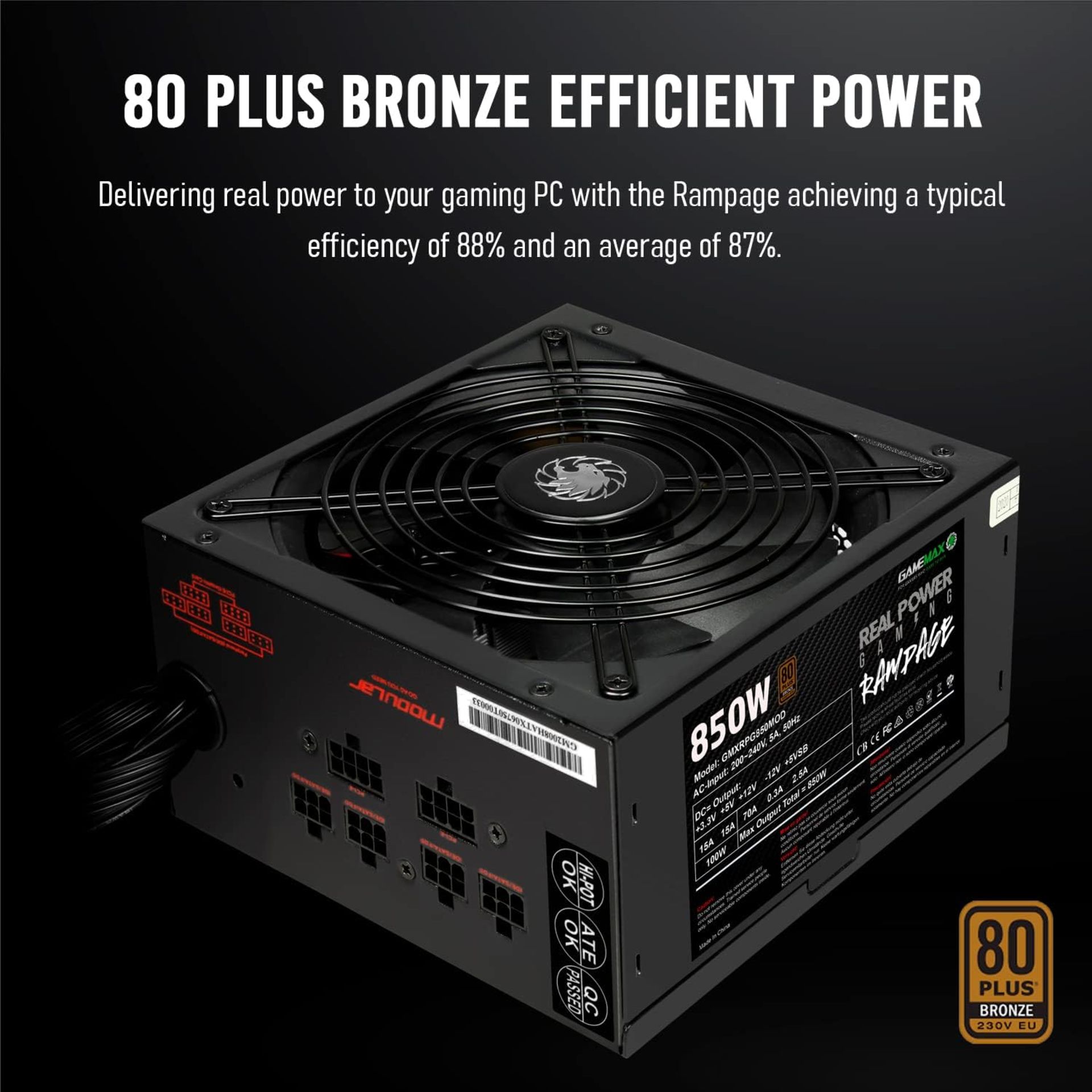 2x NEW & BOXED GAMEMAX Rampage 850w Power Supply. RRP £69.99 EACH. Semi-Modular - The 850W Rampage - Bild 2 aus 13