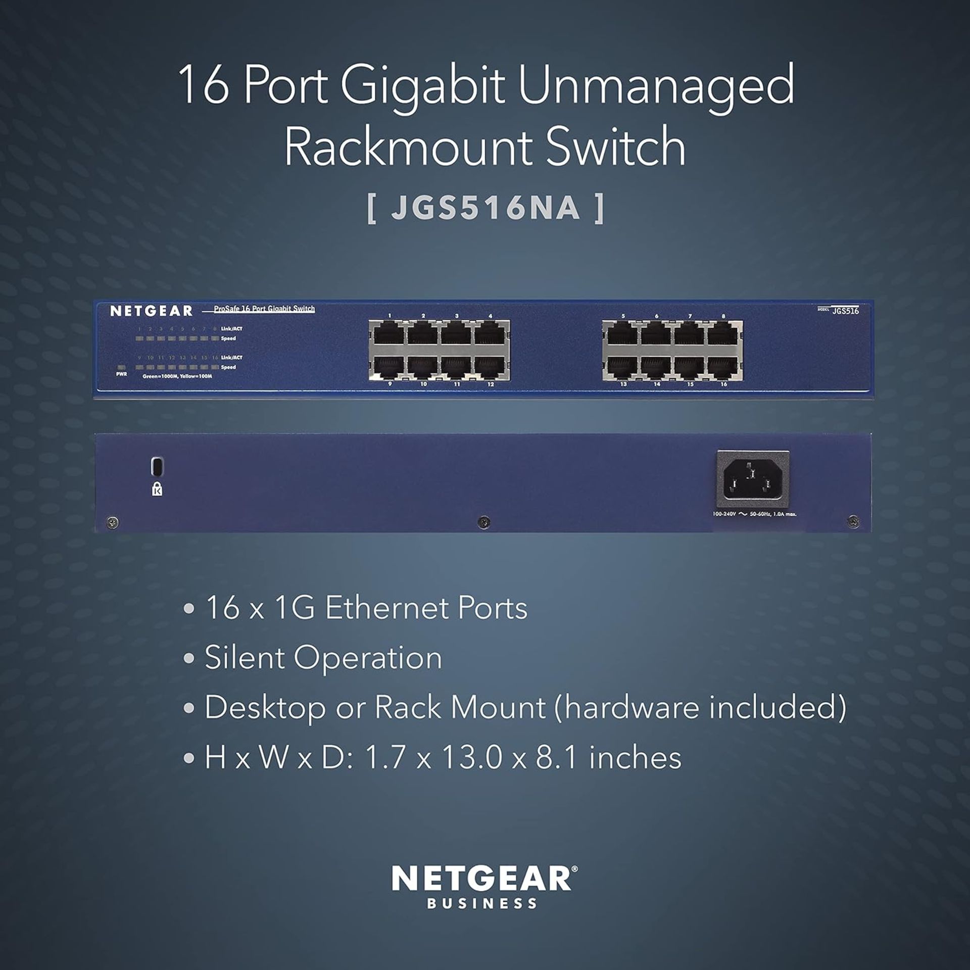 NEW & BOXED NETGEAR 16 Port Gigabit Network Switch (JGS516) Ethernet Switch. RRP £94.99. NETWORK - Image 2 of 5