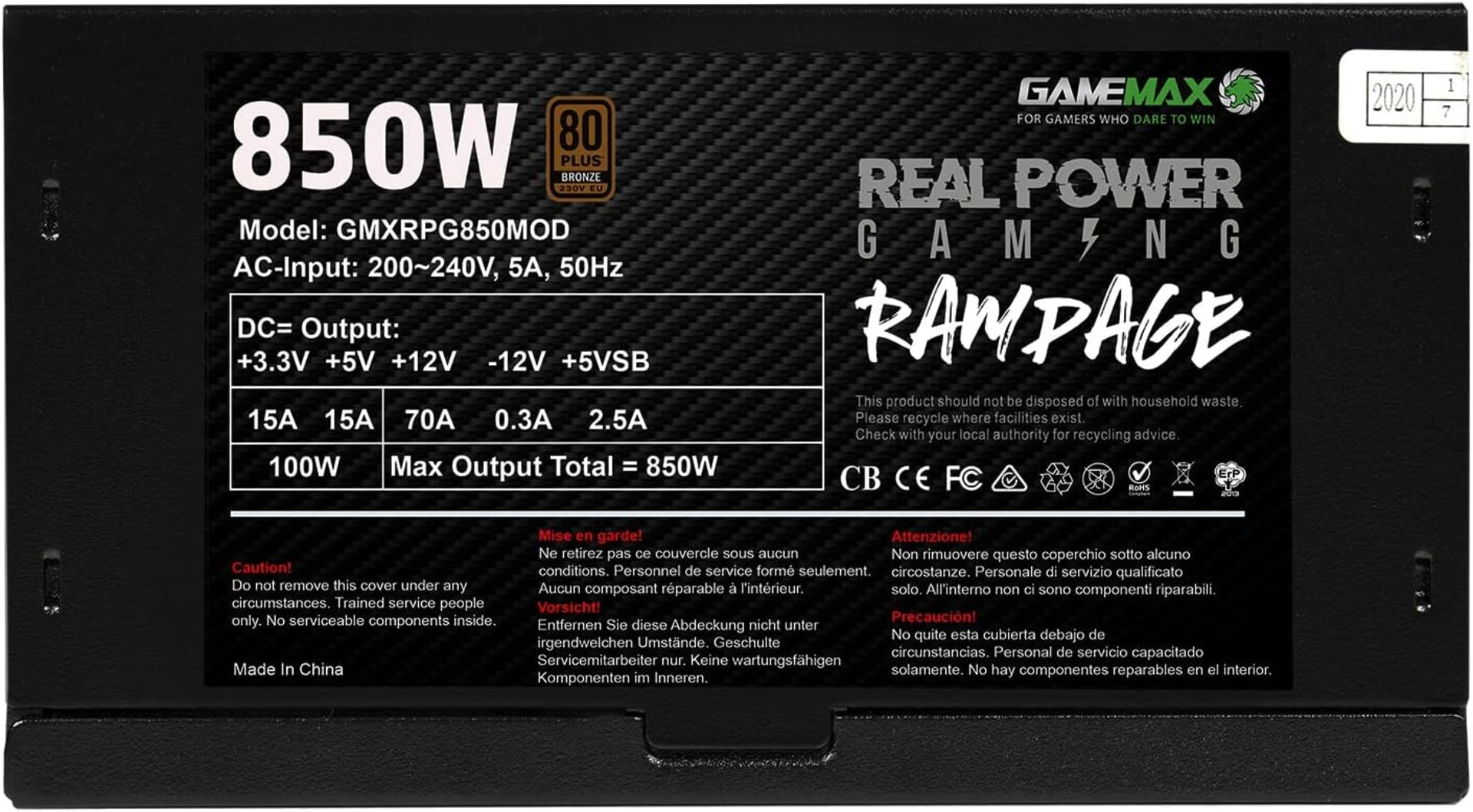 2x NEW & BOXED GAMEMAX Rampage 850w Power Supply. RRP £69.99 EACH. Semi-Modular - The 850W Rampage - Image 11 of 13