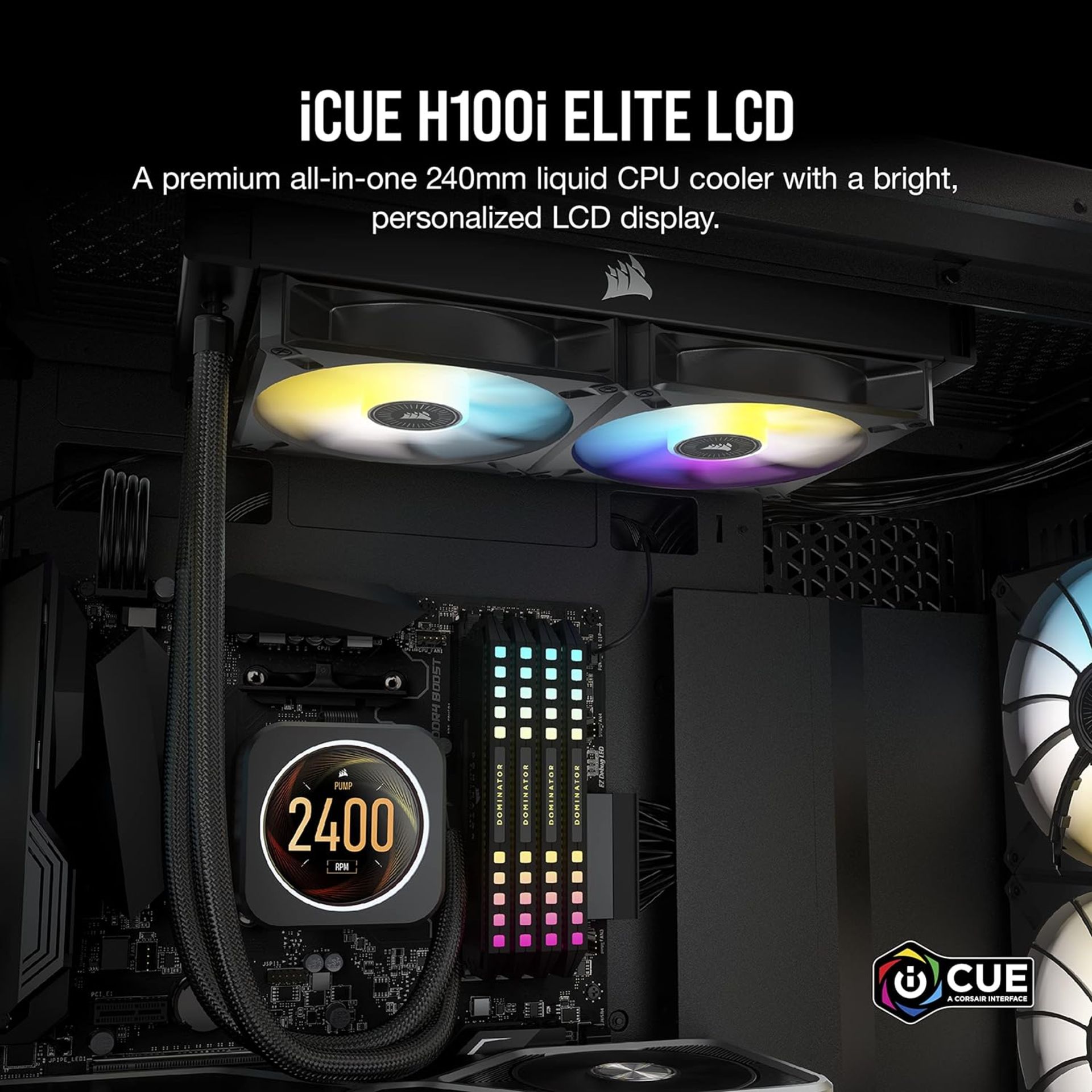 BRAND NEW FACTORY SEALED CORSAIR H100i Elite LCD 240mm Intel/AMD CPU Liquid Cooler. RRP £154.99. - Bild 2 aus 8