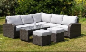 Brand New Moda Furniture 8 Seater Corner Group With Coffee Table in Grey with Grey Cushions. RRP £