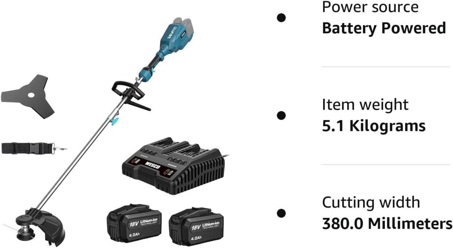 NEW & BOXED WESCO 36V Cordless 2-in-1 Brush Cutter & String Trimmer. RRP £169.99 EACH. It can not - Bild 7 aus 7