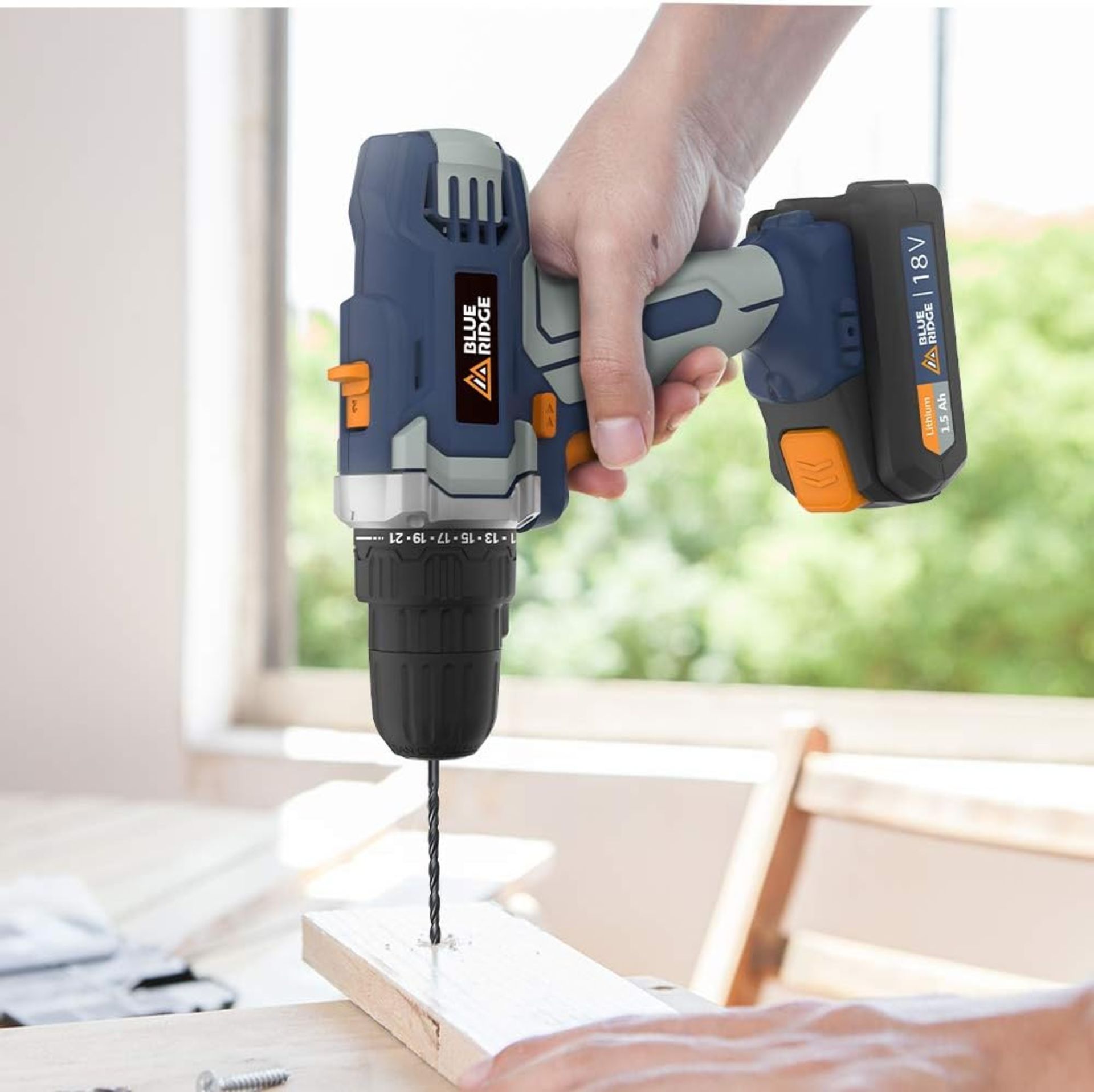 3x NEW & BOXED BLUE RIDGE 18V Cordless Drill Driver. RRP £89 EACH. The BlueRidge 18V cordless - Image 5 of 9