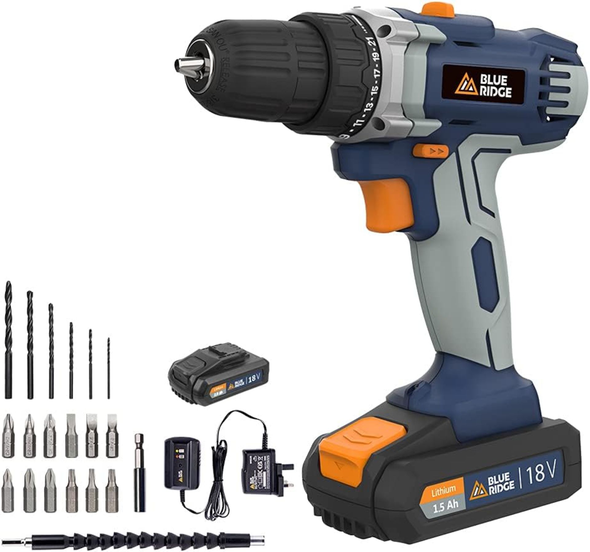 3x NEW & BOXED BLUE RIDGE 18V Cordless Drill Driver. RRP £89 EACH. The BlueRidge 18V cordless - Image 2 of 16