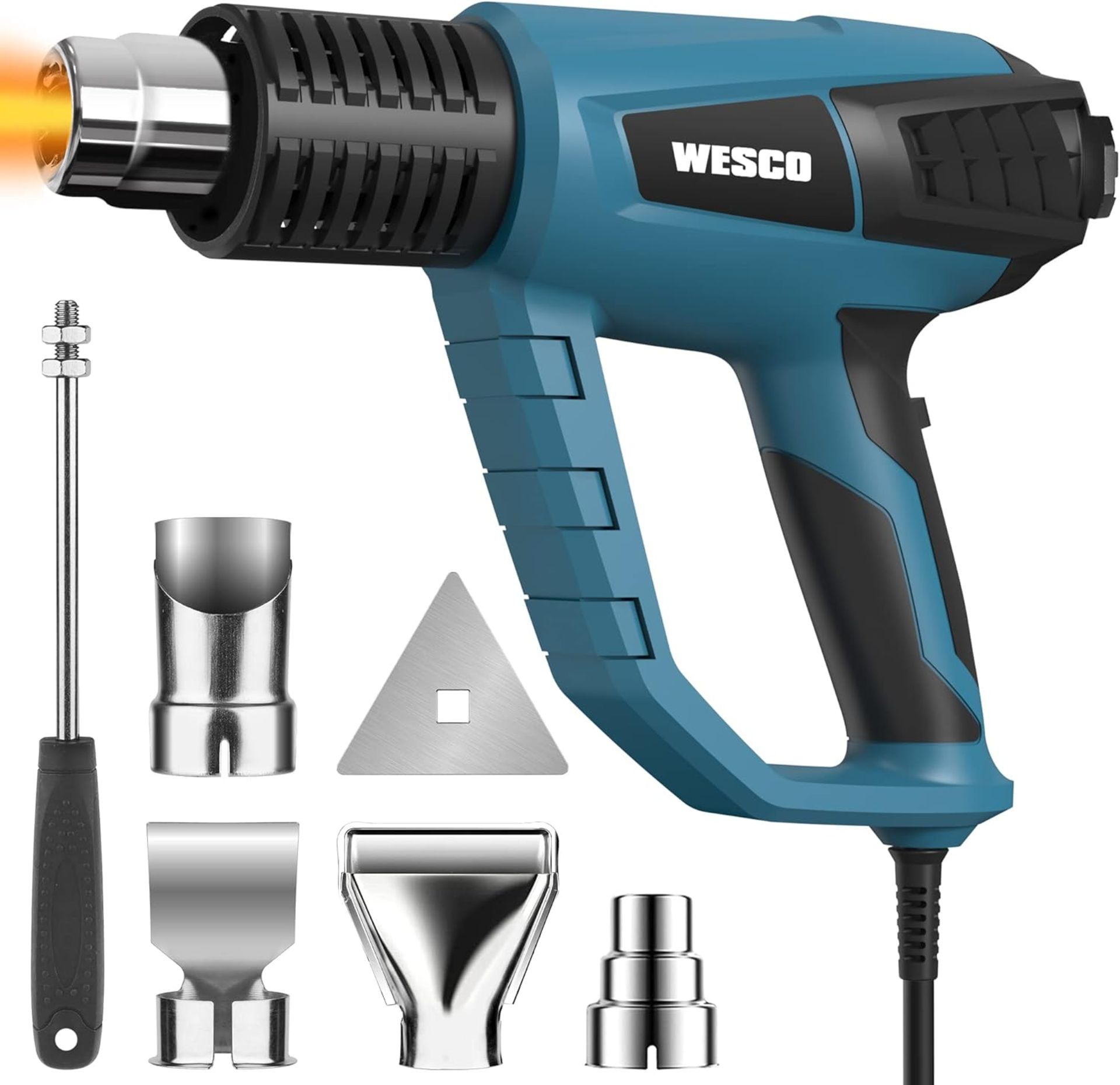 5x NEW & BOXED WESCO 2000w Adjustable Hot Air Gun. RRP £40 EACH. Variable Temp Control :3 adjustable