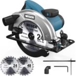 3x NEW & BOXED WESCO 1400W Electric Circular Saw. RRP £89 EACH. The 1400W copper circular saw has