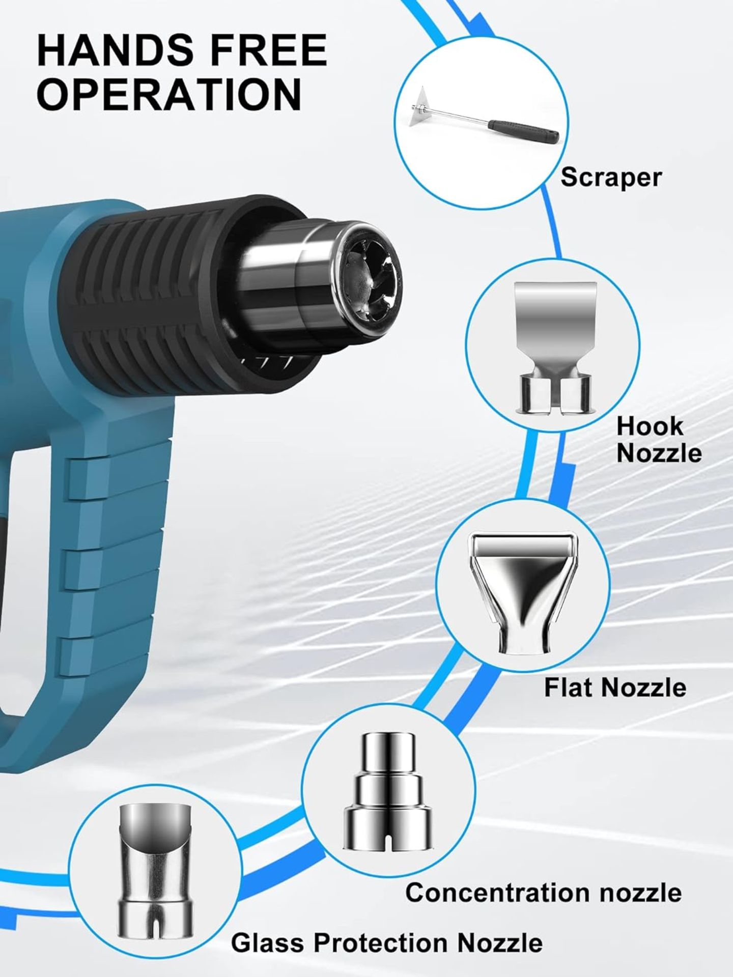 5x NEW & BOXED WESCO 2000w Adjustable Hot Air Gun. RRP £40 EACH. Variable Temp Control :3 adjustable - Image 4 of 6