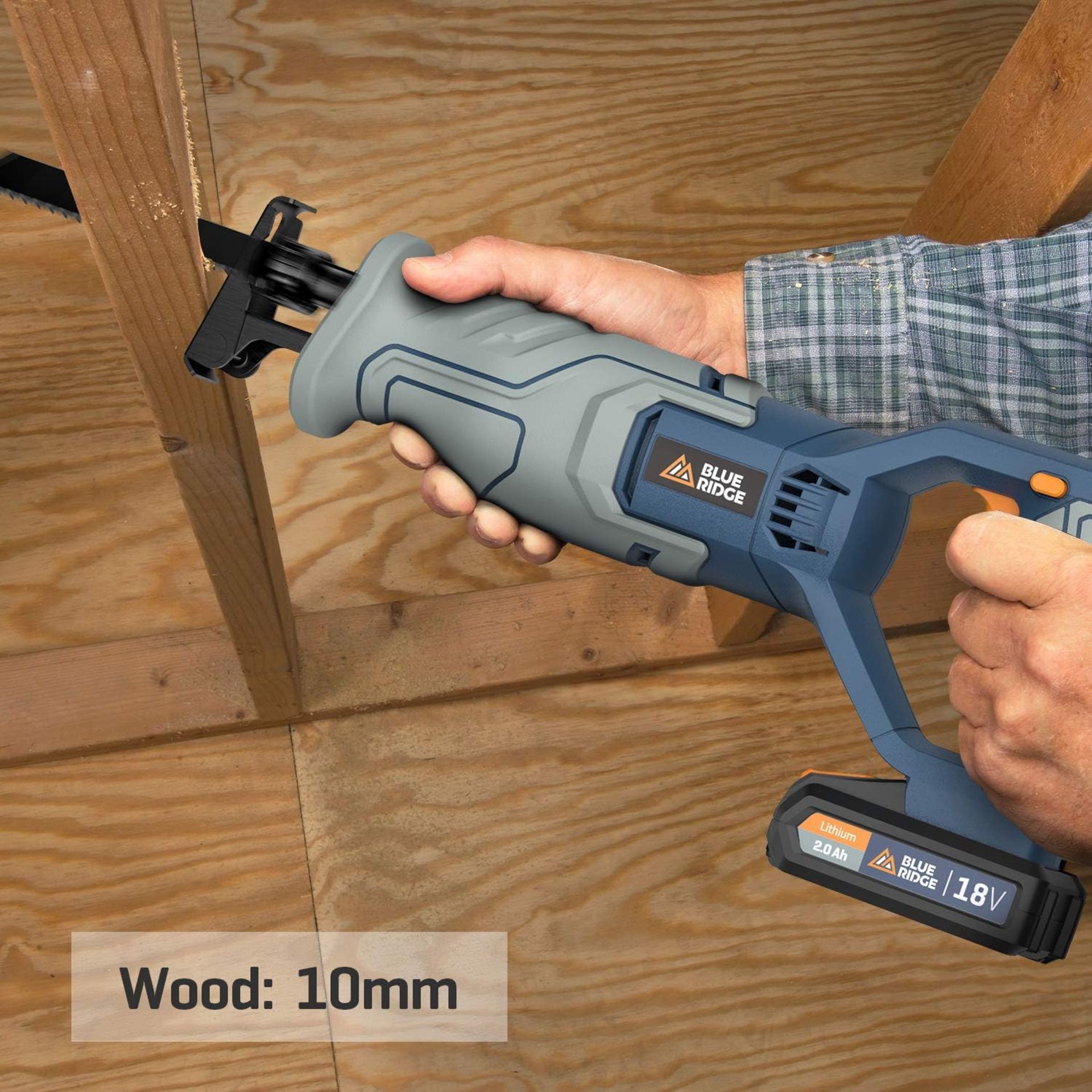 3x NEW & BOXED BLUE RIDGE 18V Reciprocating Cordless Sabre Saw with 2.0Ah Battery. RRP £99 EACH. - Image 5 of 8