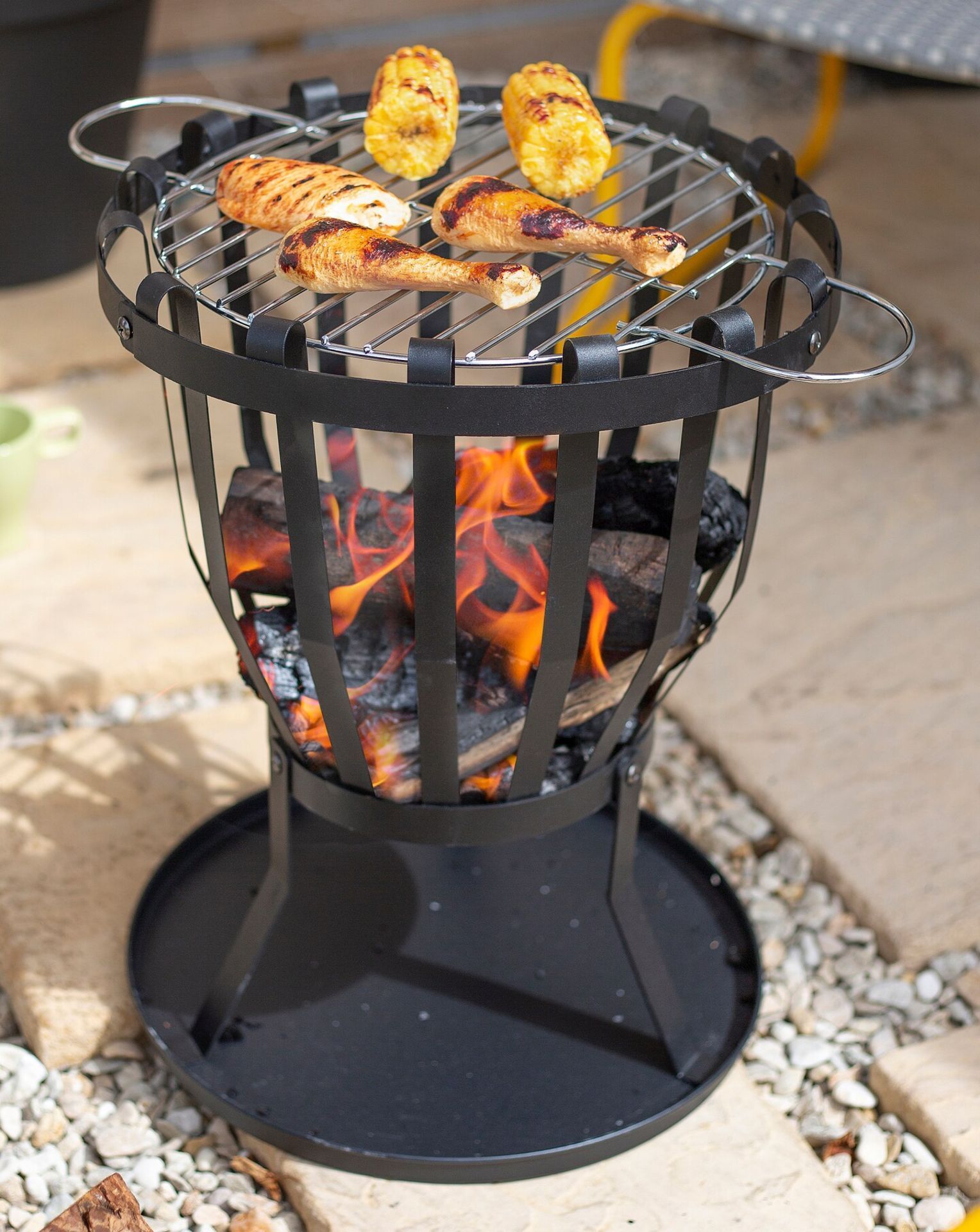 NEW & BOXED LA HACIENDA Curitiba Fire Basket with Cooking Grill. RRP £55 EACH. The simple