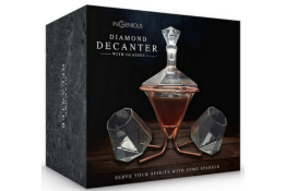 2x NEW & BOXED Diamond Decanter & Glass Set. R9.13/18.3 RRP £59 EACH. Bring some bling to your