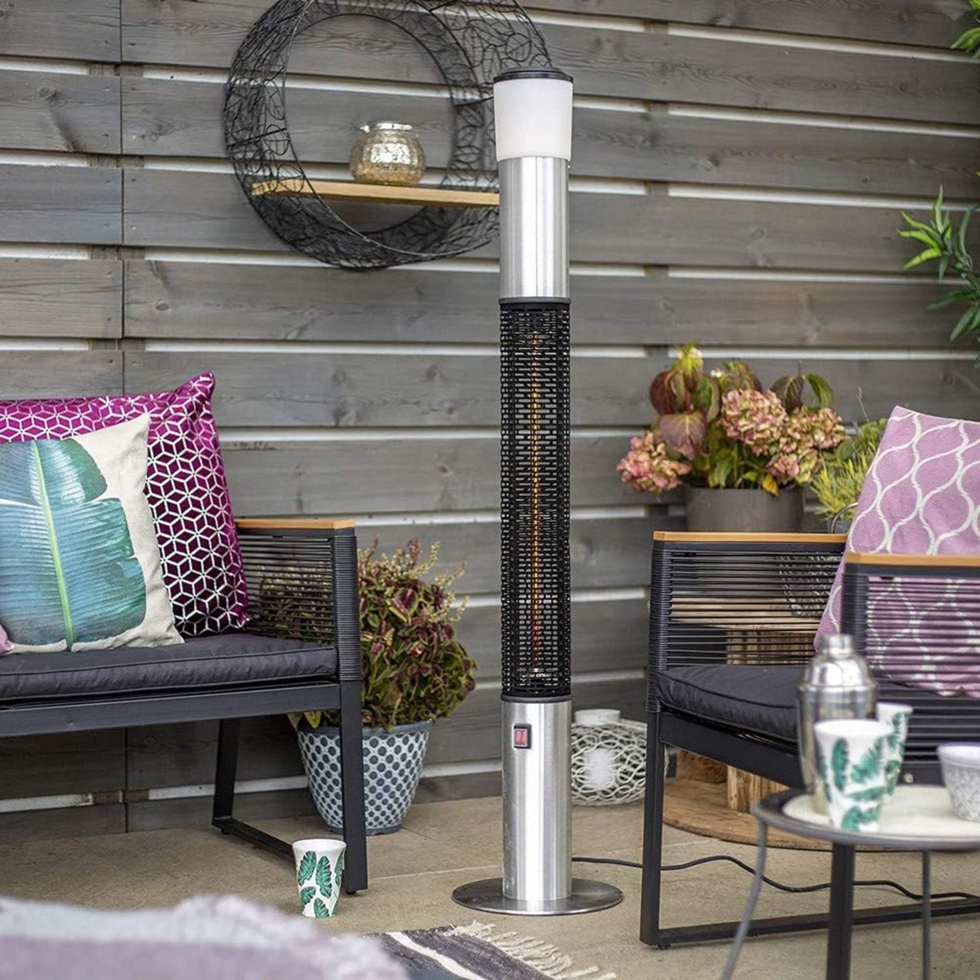 NEW & BOXED LA HACIENDA Stainless Steel Tower Heater With Speaker. RRP £179.99 EACH. (R16R). The