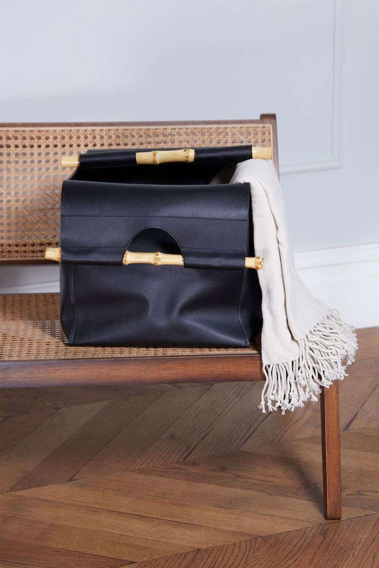 BRAND NEW Style Sisters PU Leather Storage with Bamboo Handles Black RRP £70 EACH DB (953930)