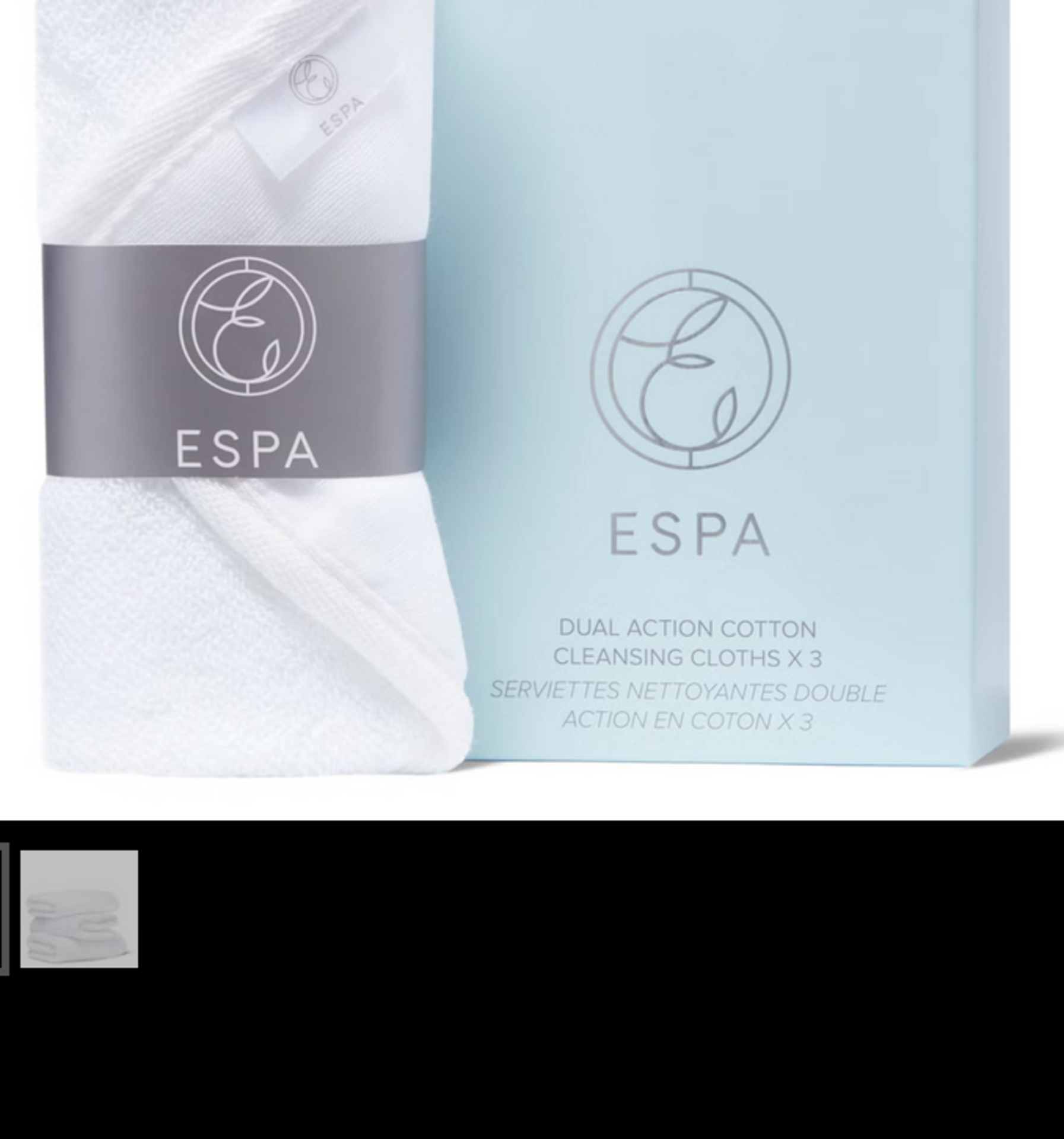 9x NEW & BOXED ESPA Duel Action Cotton Cleansing Cloths x 3. RRP £20 EACH. (EBR3). After washing