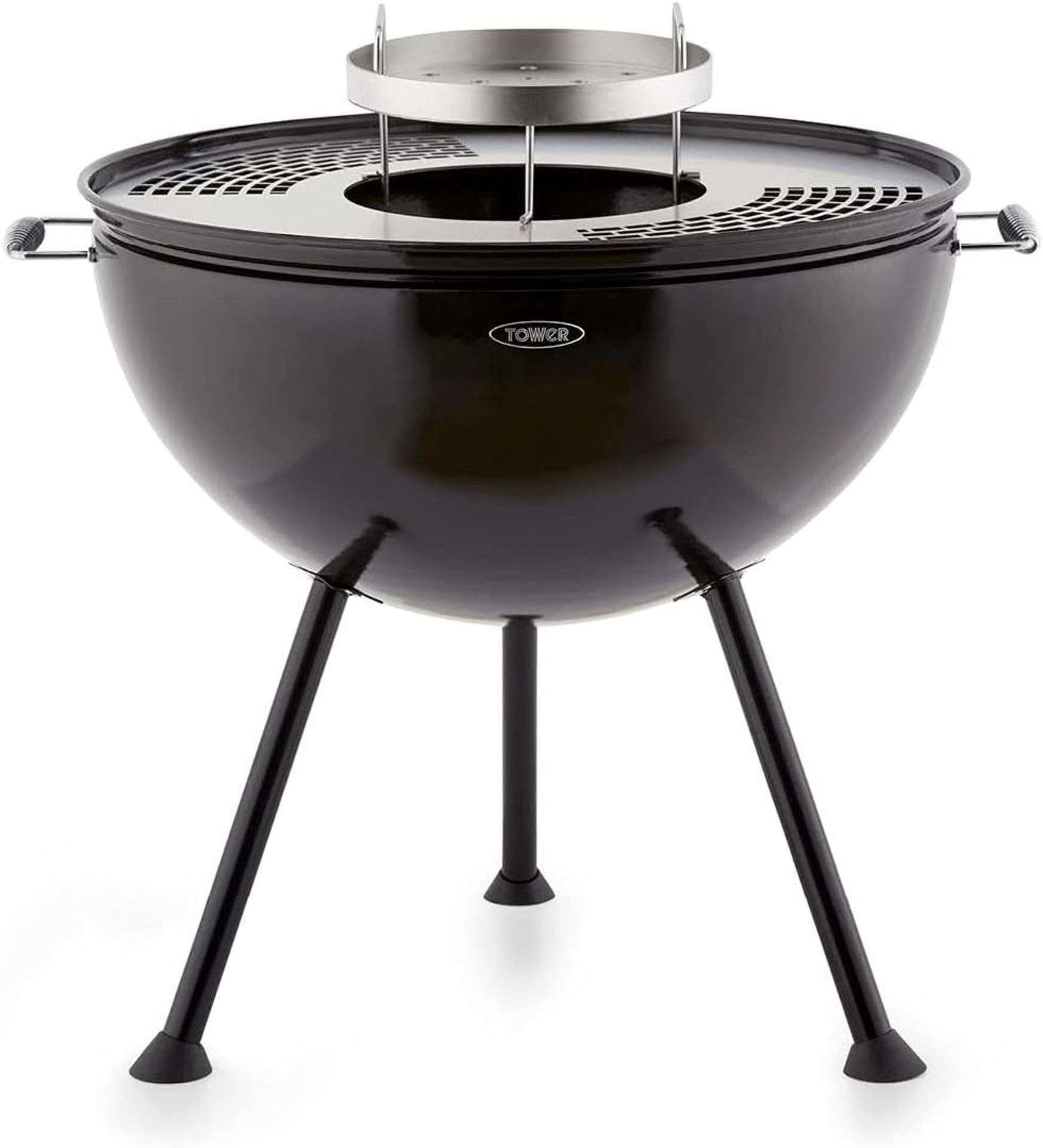 Trade Lot 3 x New & Boxed Tower Sphere Fire Pit and BBQ Grill, Black. RRP £250 each. (VQ577). DUAL