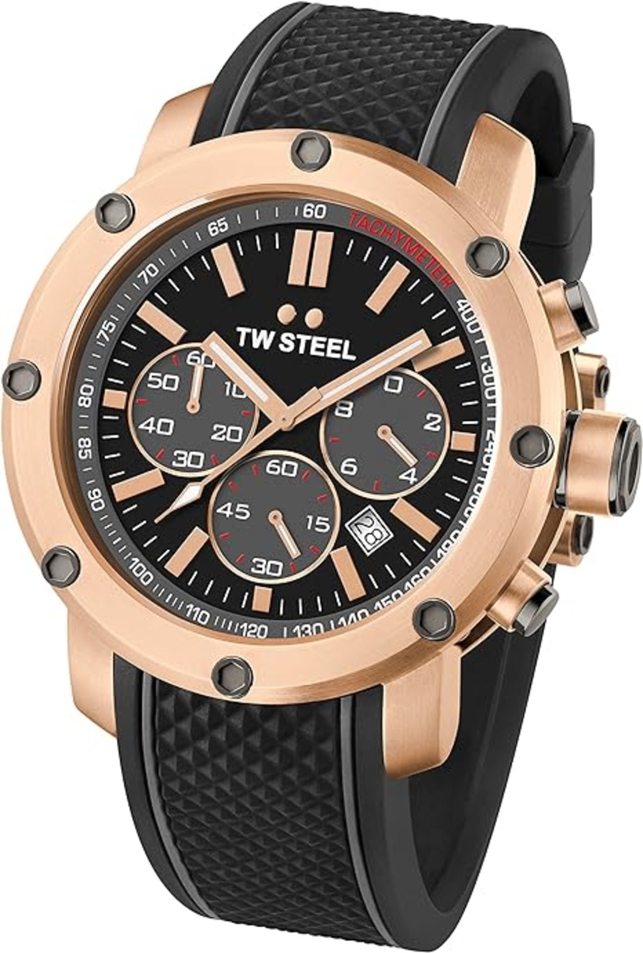 BRAND NEW TW STEEL GENTS GRANDEUR TECH CHRONOGRAPH ROSE GOLD WRIST WATCH RRP £279 S/R