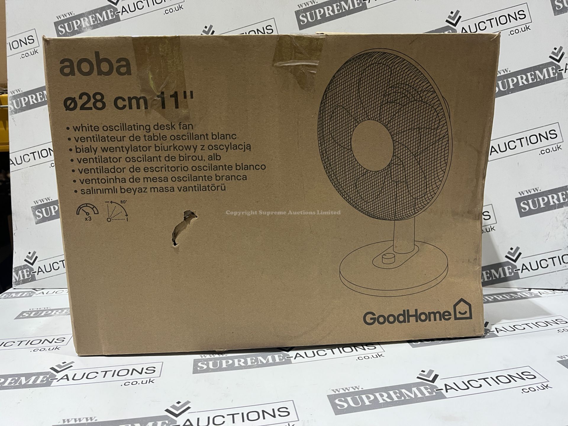 4x AOBA 28CM WHITE OSCILLATING DESK FANS. (R9B-7)