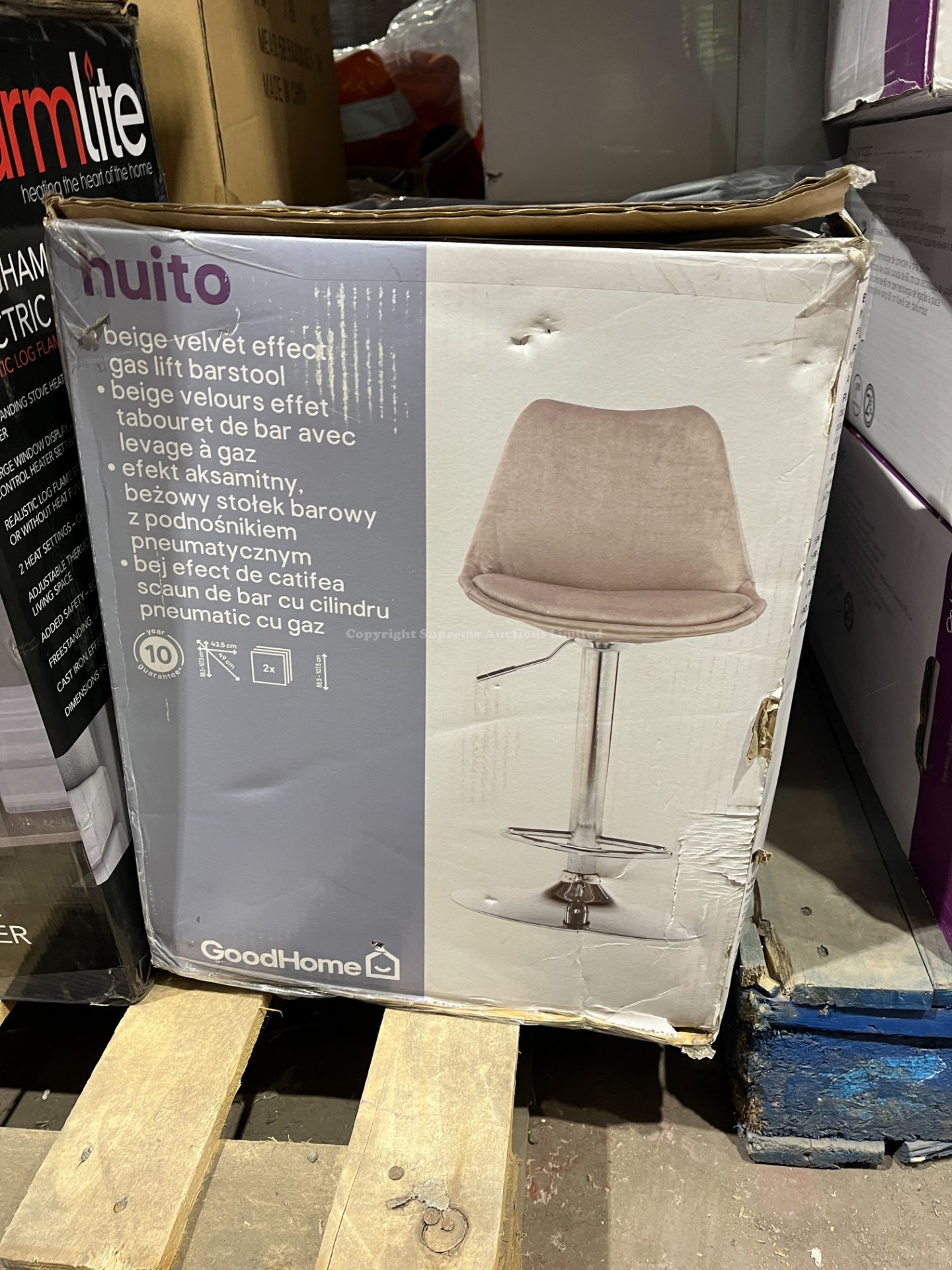 BRAND NEW BEIGE VELVET EFFECT GAS LIFT BAR STOOL R4-1