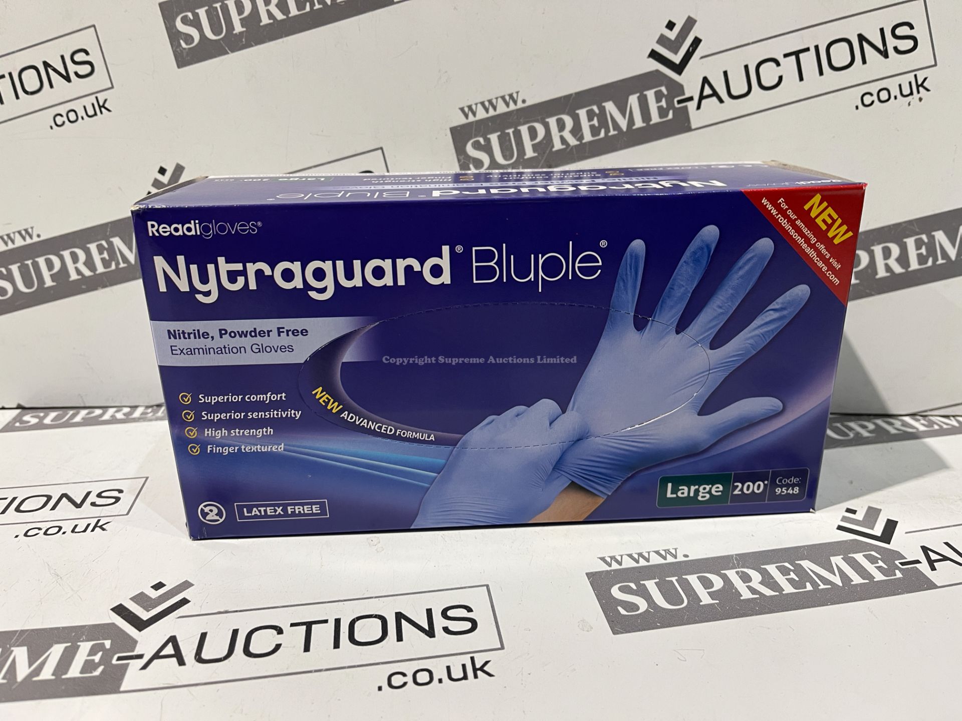 50 X BRAND NEW PACKS OF 200 NYTRAGUARD LATEX FREE BLUE DISPOSABLE GLOVES R4-6