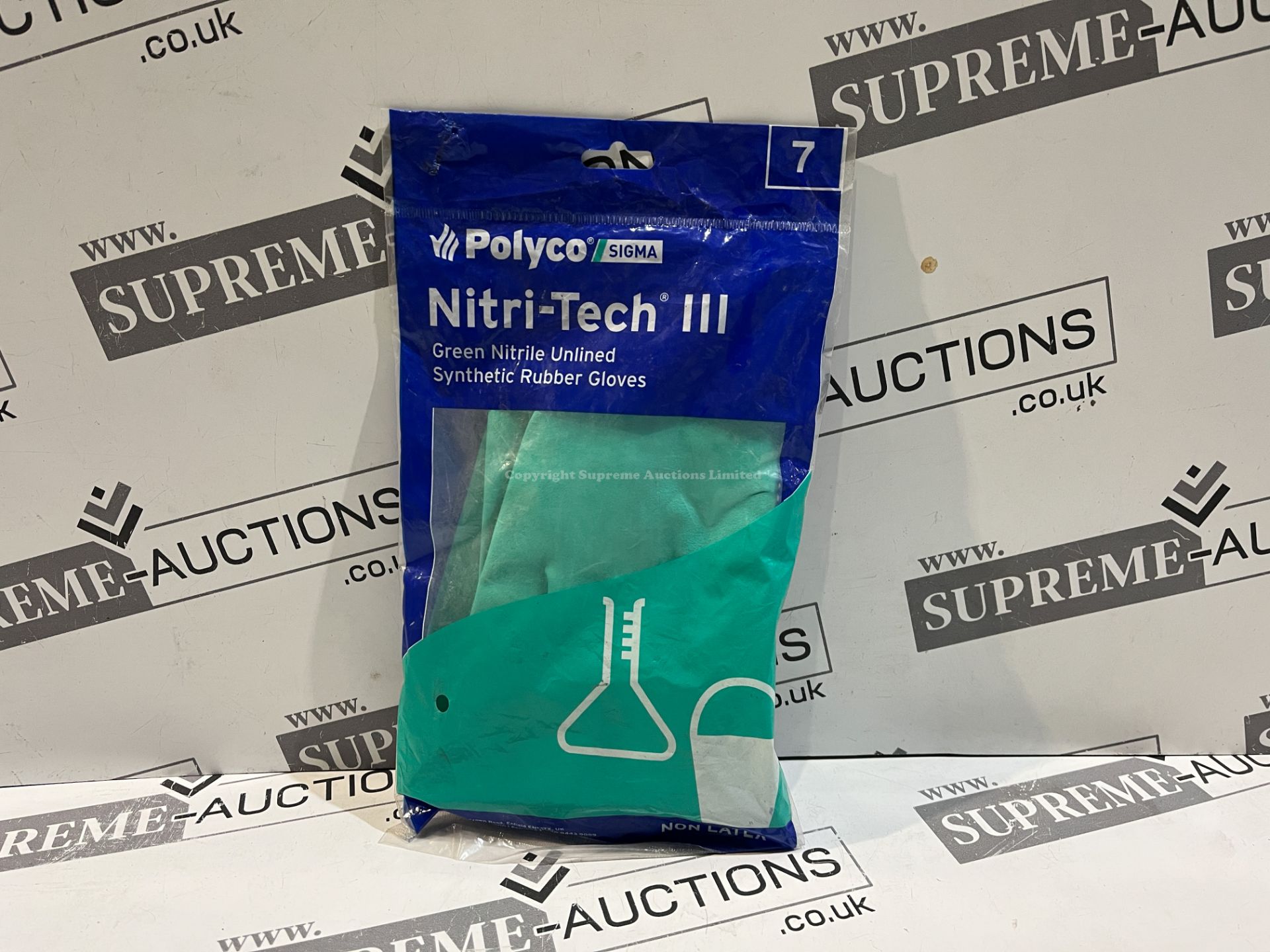 192x BRAND NEW PACKS OF POLYCO NITRI-TECH GREEN NITRILE SYNTHETIC GLOVES - SIZE 7. (R7-9)