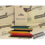 50 X BRAND NEW PACKS OF 12 CHUNKY HEXAGONAL ASSORTED COLOURED PENCILS R4.7