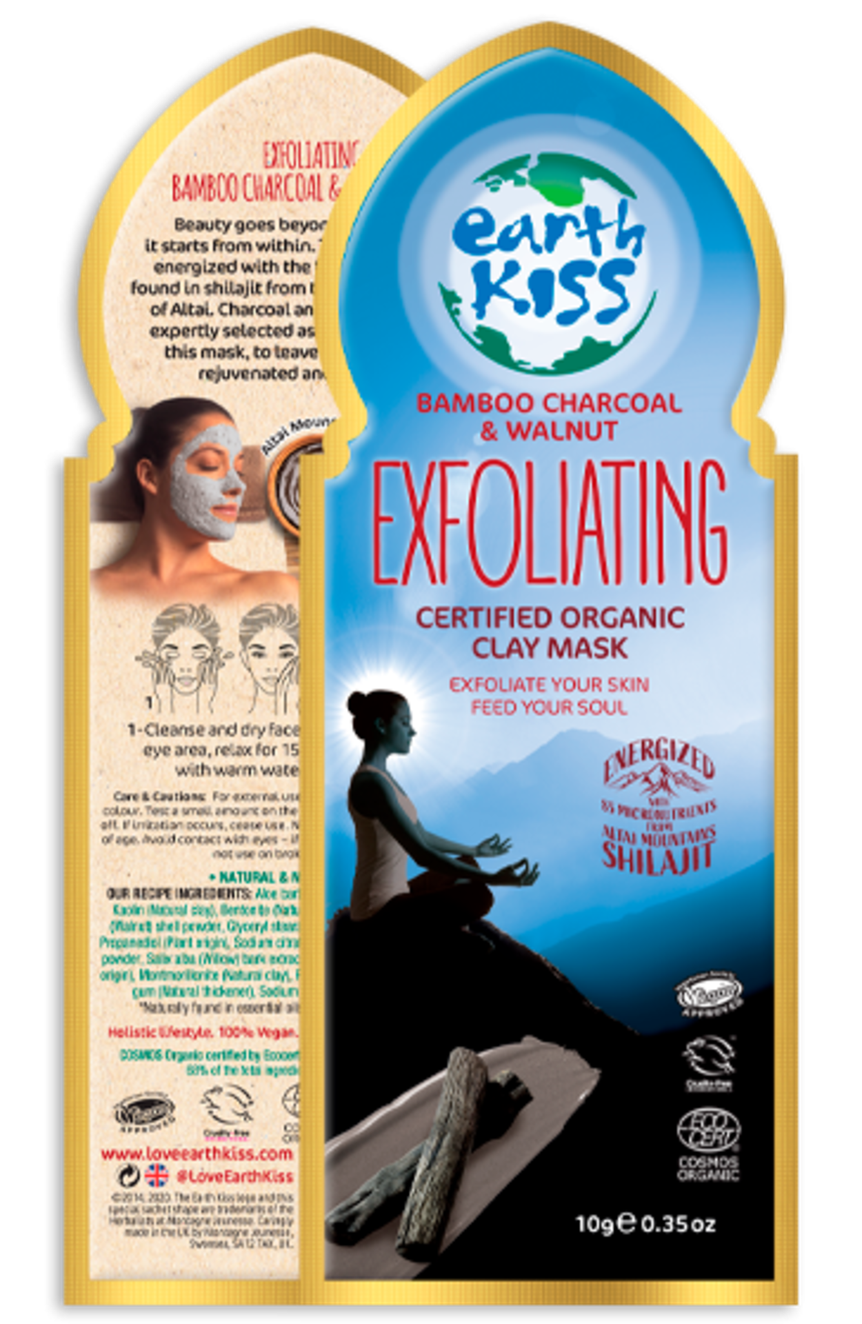 174 X BRAND NEW EARTH KISS BAMBOO CHARCOAL AND WALNUT EXFOLIATING FACE MASKS EBR7