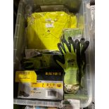 54 PIECE MIXED WORKWEAR LOT TO INCLUDE CAT SAFETY SHOES, GLOVES, HI-VIS SHIRTS. (R6-1)