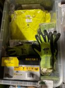 54 PIECE MIXED WORKWEAR LOT TO INCLUDE CAT SAFETY SHOES, GLOVES, HI-VIS SHIRTS. (R6-1)