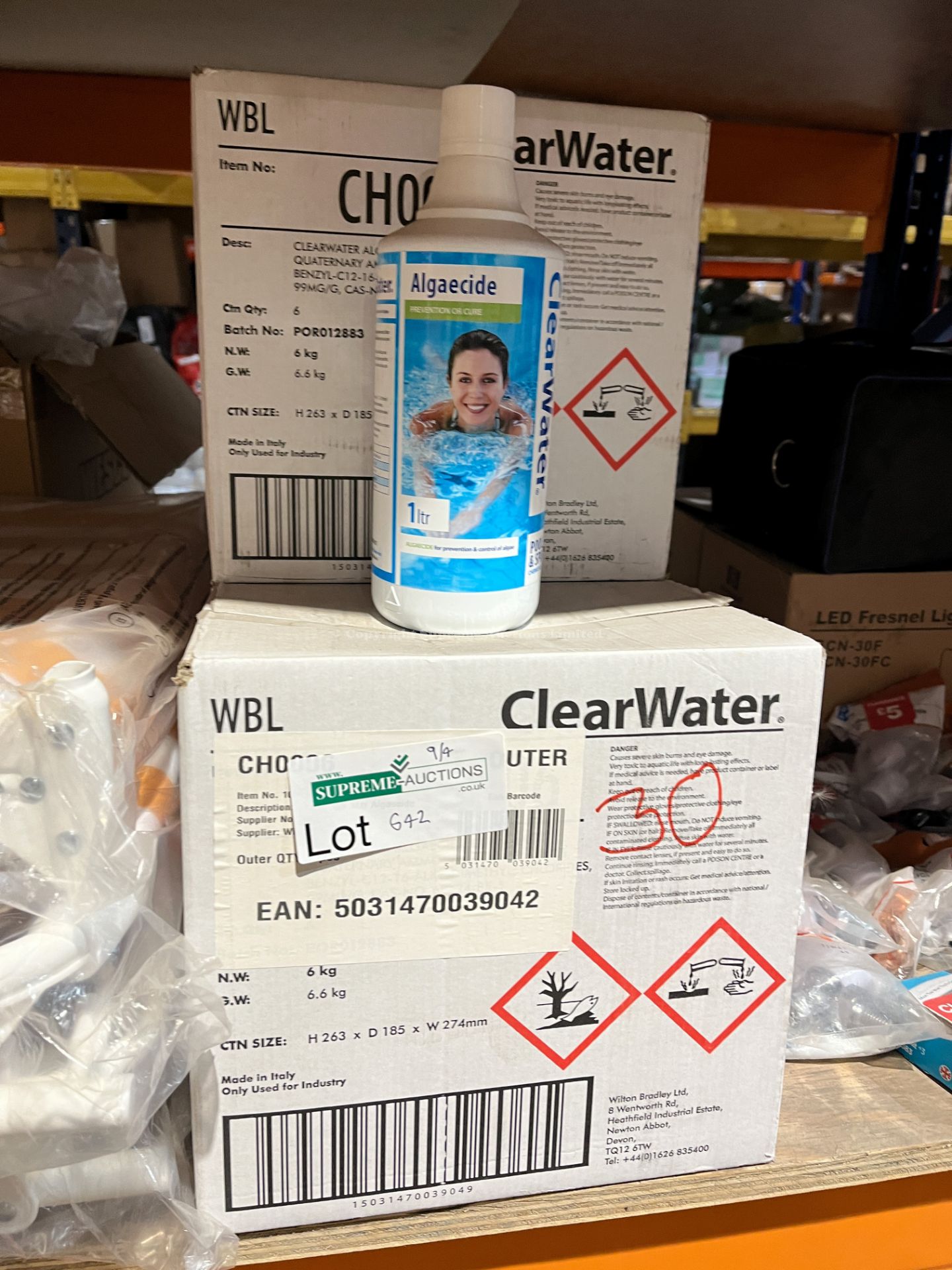 30x BRAND NEW CLEARWATER ALGAECIDE 1 LITRE. (INSL)