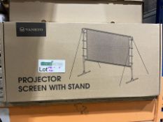 2 X BRAND NEW VANKYO 100 INCH PROJECTOR SCREENS WITH STAND AND CARRY BAG R9B-7