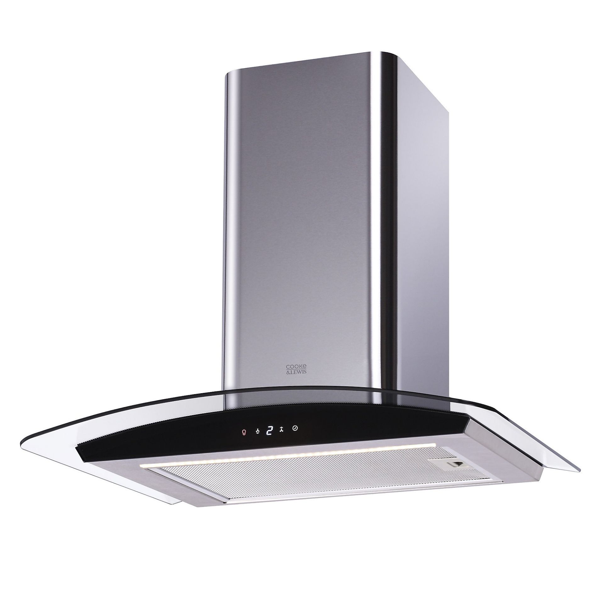 BRAND NEW COOKE AND LEWIS CL60CGRF 60CM CURVED GLASS HOOD WITH HOB LINK TECHNOLOGY R4-1