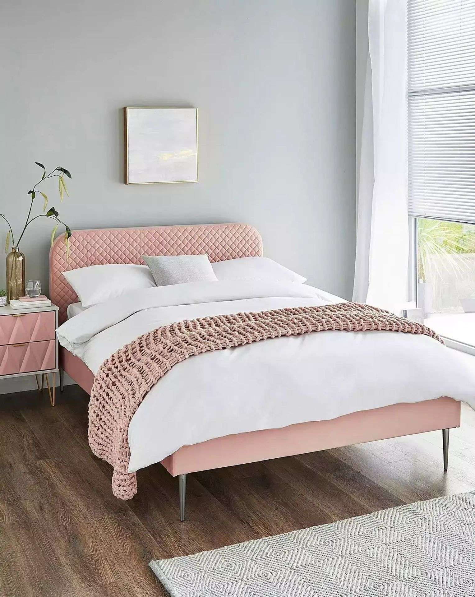 BRAND NEW ARDEN Quilted DOUBLE Bed Frame. BLUSH. RRP £339 EACH. The Arden Quilted Bed is the perfect