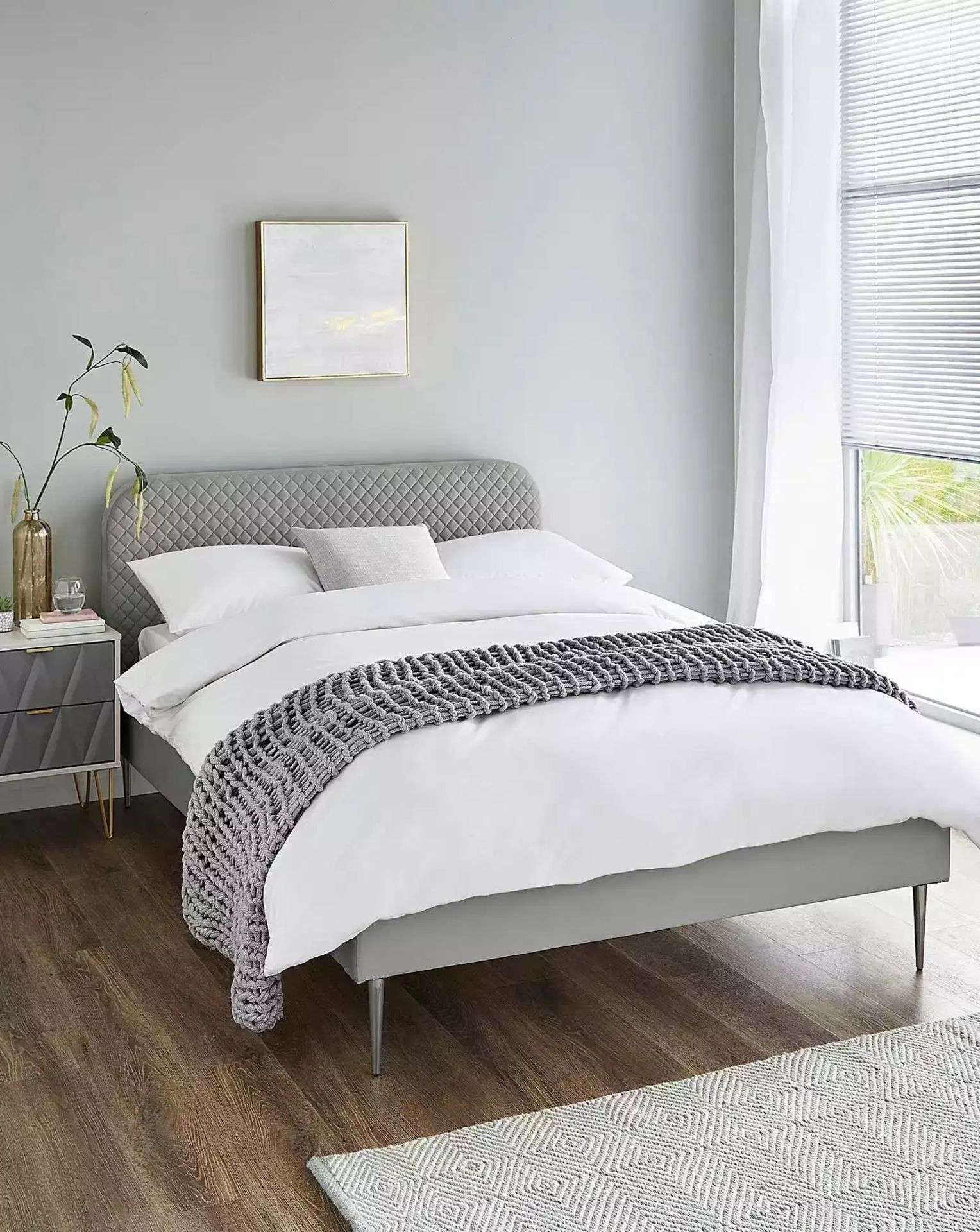 BRAND NEW ARDEN Quilted KING Bed Frame. PEWTER. RRP £489 EACH. The Arden Quilted Bed is the