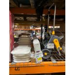 MIXED LOT INCLUDING HOZELOCK FLOOR STANDING HOSE REEL, SHELVING UNIT, CHOPPING BOARDS ETC R10-6