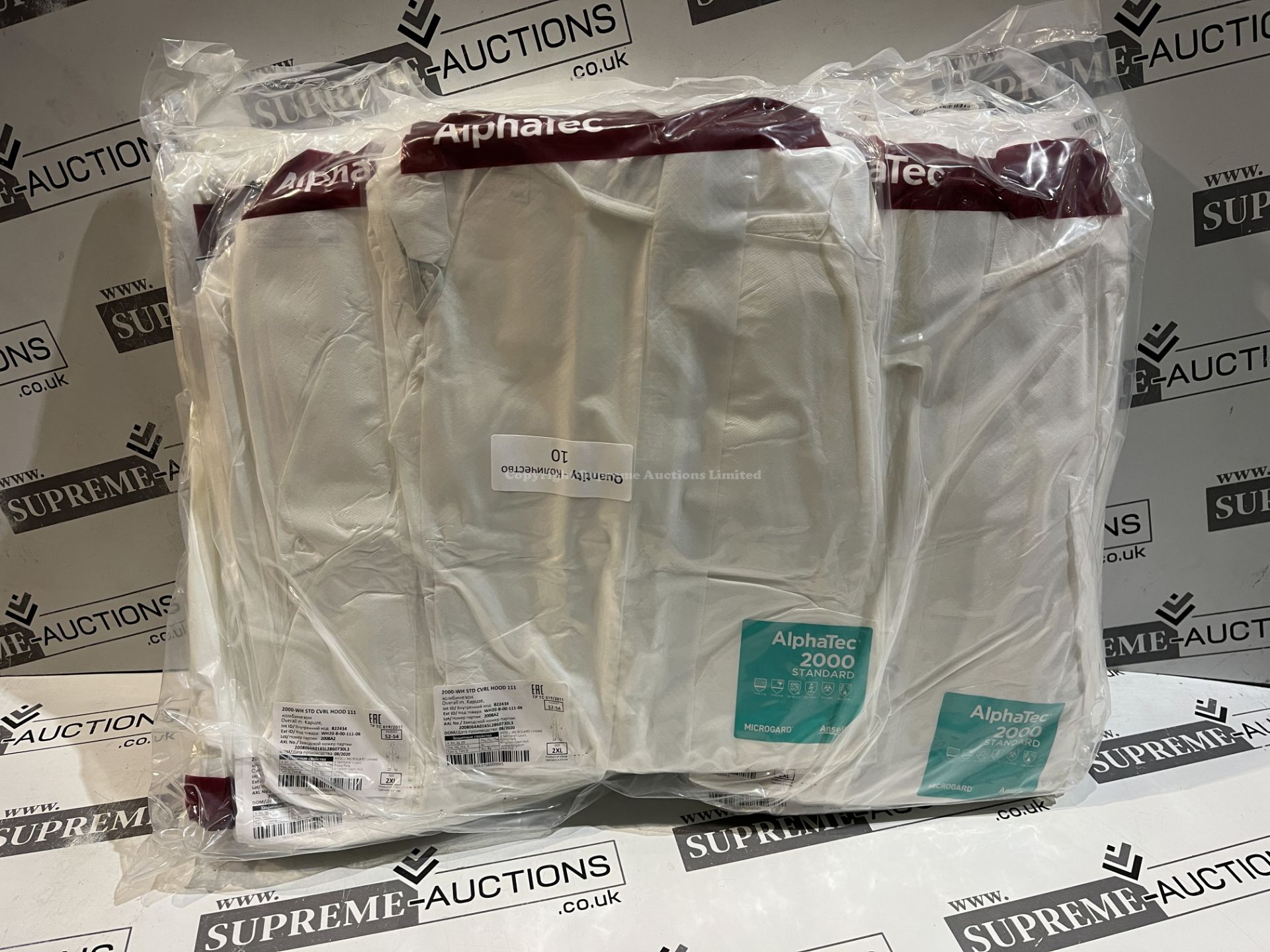 40x BRAND NEW ALPHATEC WHITE HOODED COVERALLS - SIZE EXTRA LARGE. (R7-8)