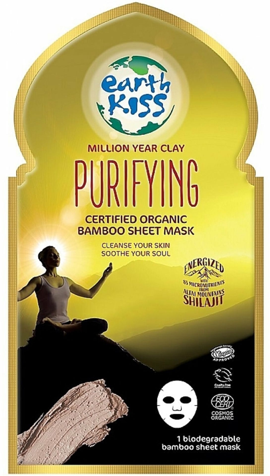 252 x BRAND NEW Million Year Clay Purifying Bamboo Sheet Mask 1 Count By Earth Kiss - PW