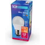 TRADE PALLET TO CONTAIN 1062x BRAND NEW TCP LED 470 Lumen Non-Dimmable Coated E14 Mini Glow Bulbs