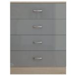 10 X 4 DRAWER CHESTS - HIGH GLOSS GREY ON SONOMA OAK FRAME BRAND NEW BOXED - The 4 drawer chest is