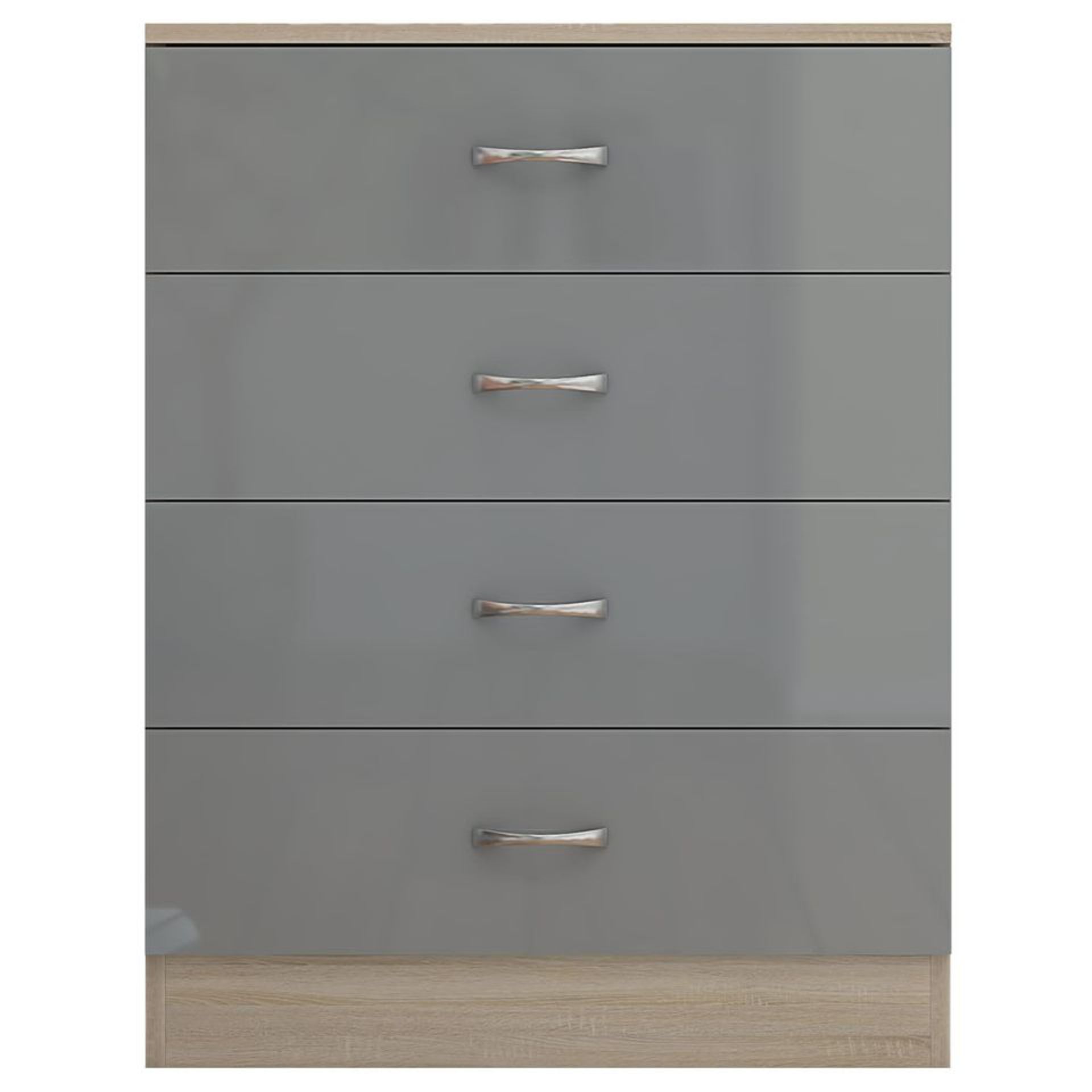 SET OF CHEST AND BEDSIDE - GREY GLOSS ON SONOMA OAK - 4 Drawer Chest - The 4 drawer chest is an - Image 5 of 5