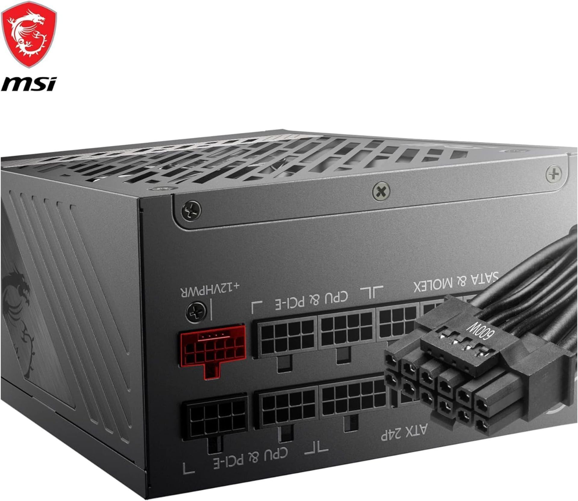 NEW & BOXED MSI MPG A1000G PCIE5 80 Plus Gold Fully Modular Power Supply. RRP £149.97. 1000W, 80 - Image 5 of 7