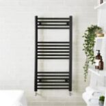 MaxHeat K-Rail Straight Heated Towel Rail 1200mm H x 600mm W - Black (ER45)