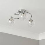 Roma Ceiling Light 3 Lamp Transparent Glass Chrome Bedroom Living. - ER50