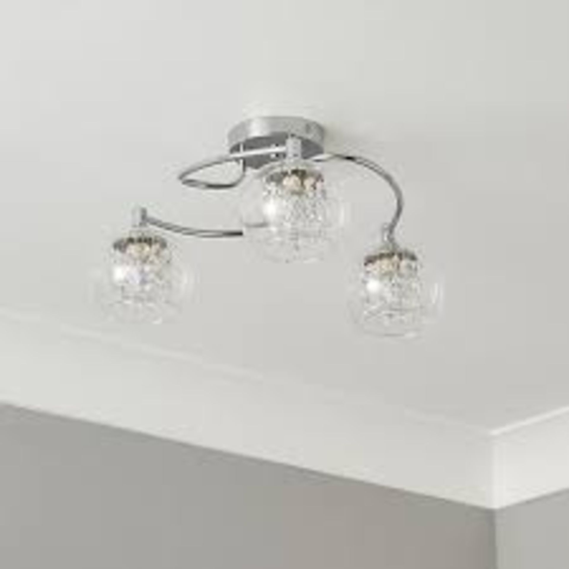 Roma Ceiling Light 3 Lamp Transparent Glass Chrome Bedroom Living. - ER50