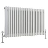 Horizontal Triple Column White Traditional Cast Iron Style Radiator - 600mm x 800mm (ER40)