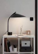 GoodHome Bindarri Leaf Matt Black Table light. - ER23. The Bindarri table lamp has a contemporary