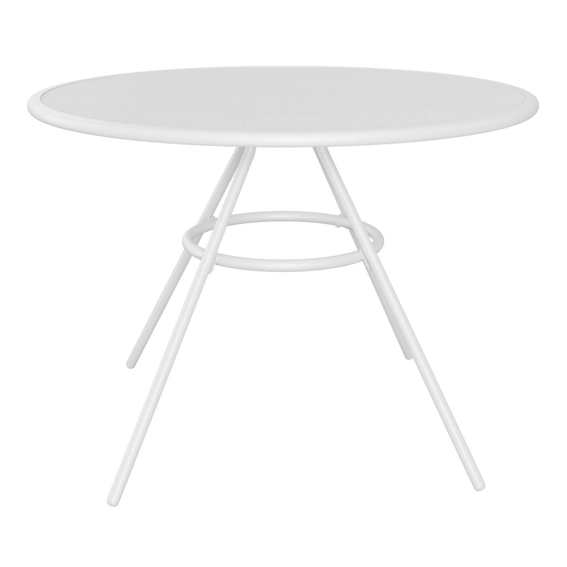 2 x Garden Furniture Dining Table Kilifi White 4 Seater Steel Round Outdoor Patio. - Er48