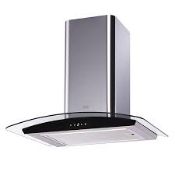 Cooke & Lewis LinkTech CL60CGRF Silver Glass & stainless steel Curved Cooker Hood. - ER48.