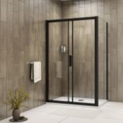 Black Shower Enclosure Sliding Door Side Panel Easy Clean Glass (ER44)