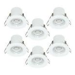 6 x Luceco F-Eco 5W Cool White Dimmable LED Fire Rated Fixed. - ER48.