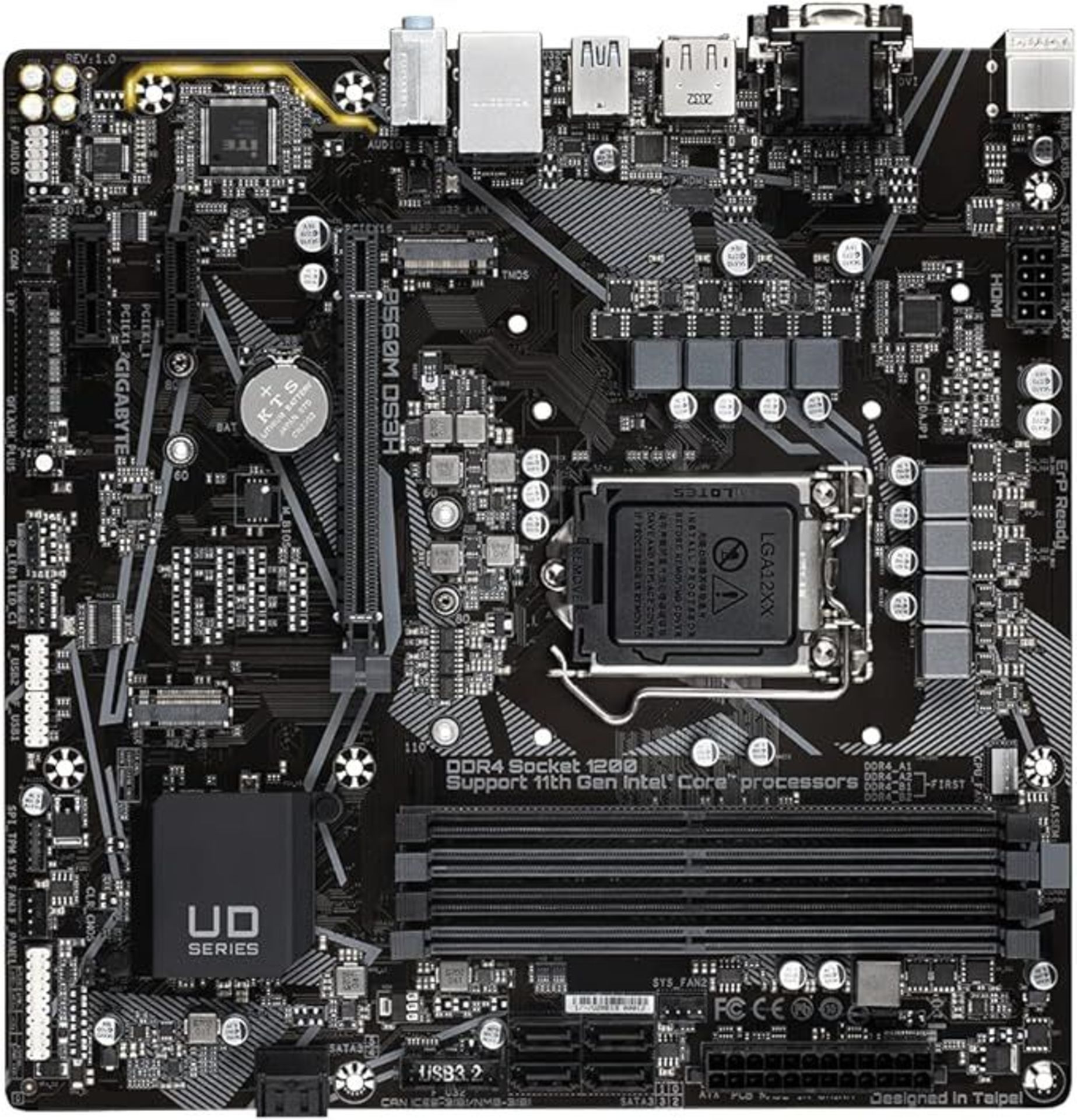 Gigabyte B560M DS3H Micro ATX Motherboard for Intel LGA 1200 CPUs. - P1.